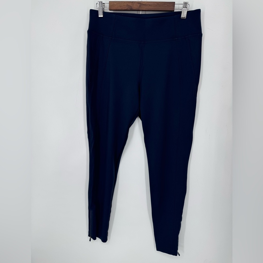 Athleta Women's Navy Blue Dressy Leggings With Zipper Details Size Large